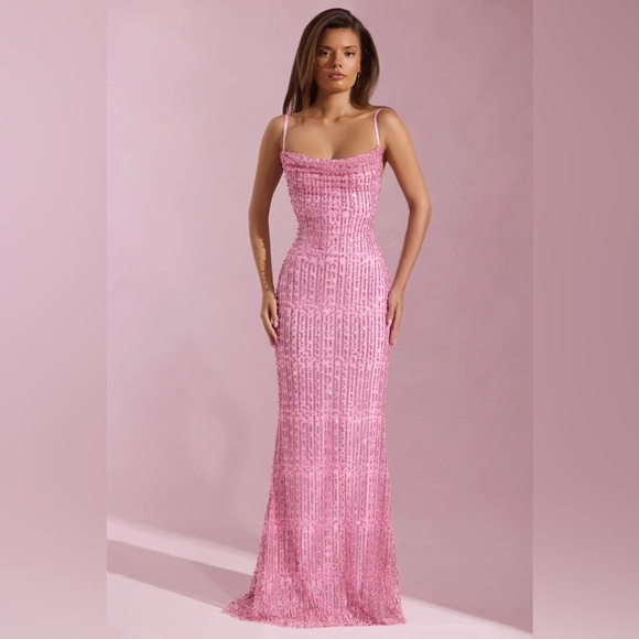 Nivalis - Embellished Cowl-Neck Backless Maxi Dress - Picture 1 of 5